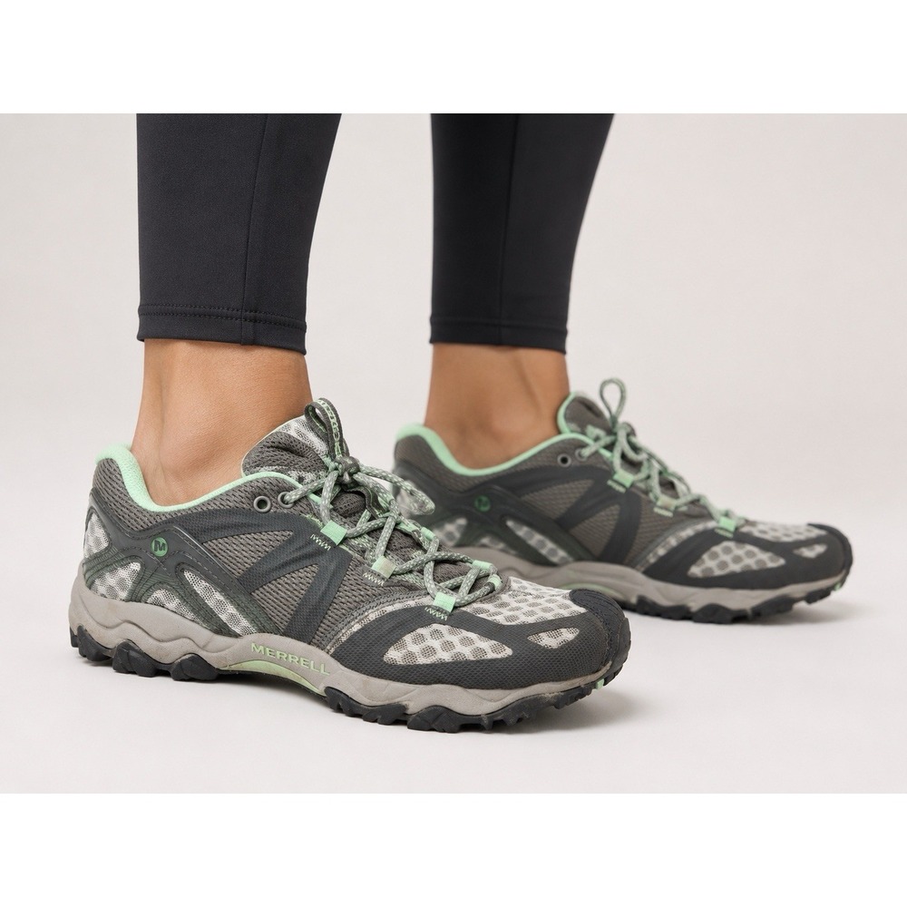 Merrell Womens 7 Trail Running Hiking Shoes Gray Mint M Select Grip Sneakers
